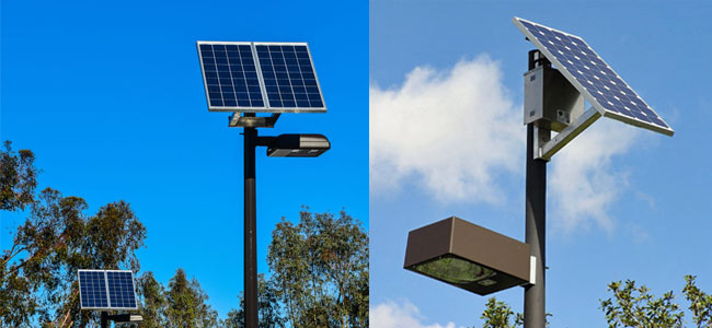 商业太阳能户外照明系统新旧对比